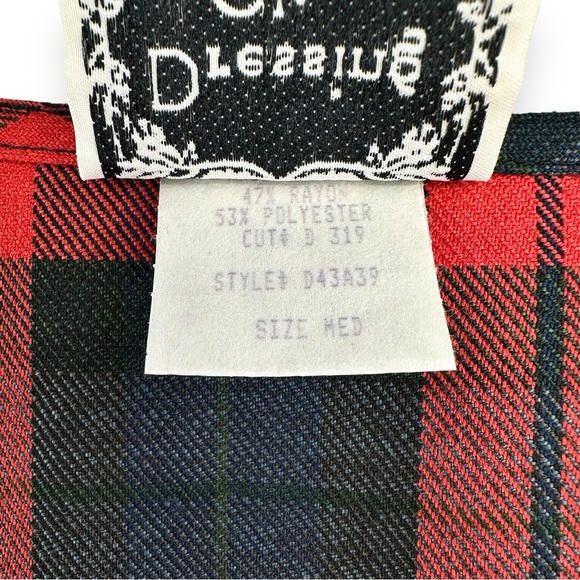 Vintage Made in USA Dressing Clio Red Plaid Sleeveless Midi / Maxi Dress sz M - Picture 7 of 8